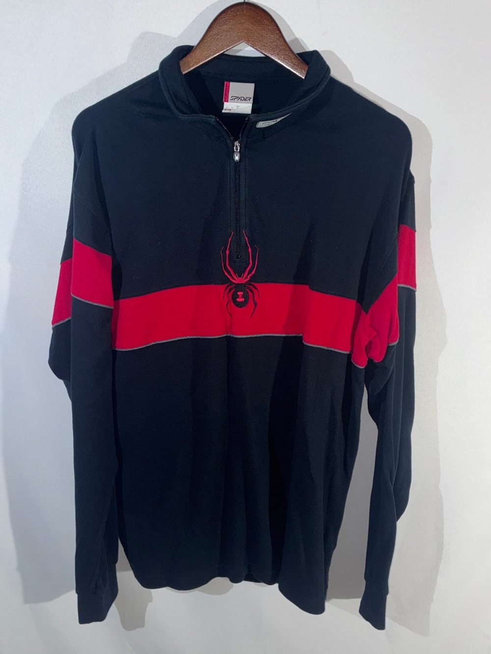 Spyder Men's Black with Red Stripe 1/4 Zip Sweater